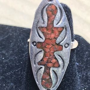 Native old pawn inlay ring